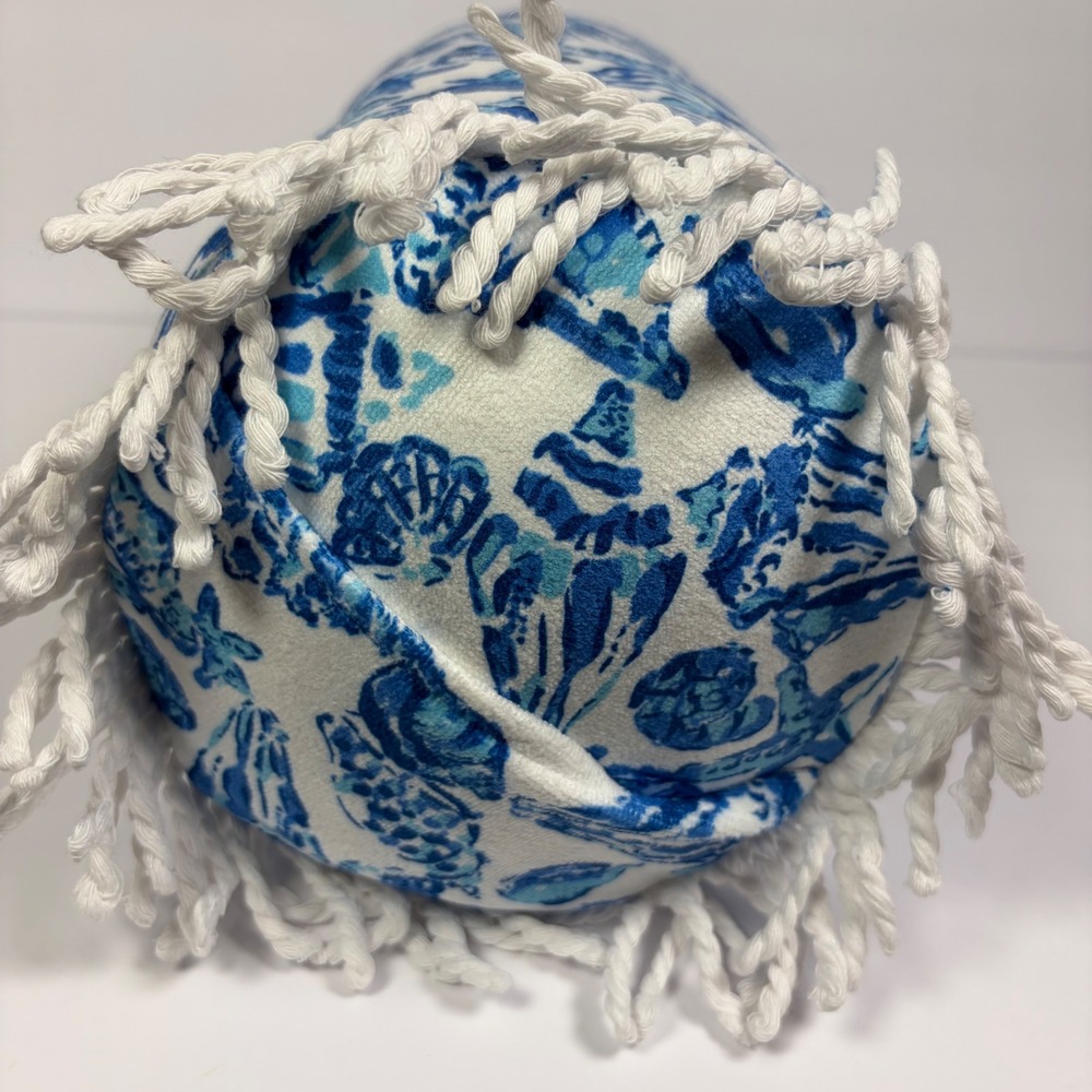 Lilly Pulitzer Beach Pillow Shell Collector Coastal Beach Fringe Coastal Bolster - Picture 9 of 10